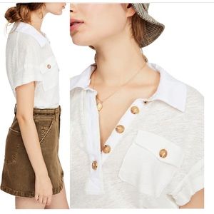 We The Free Graceland Top Polo White Sz Small